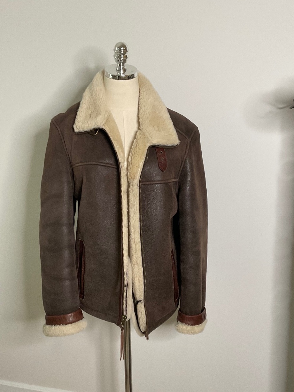 Timberland Genuine Shearling Sheepskin Aviator Jacket,